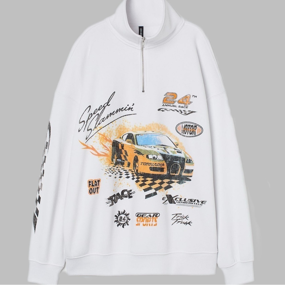 H&M Divided Racing Polo Sweatshirt Small - Picture 2 of 13